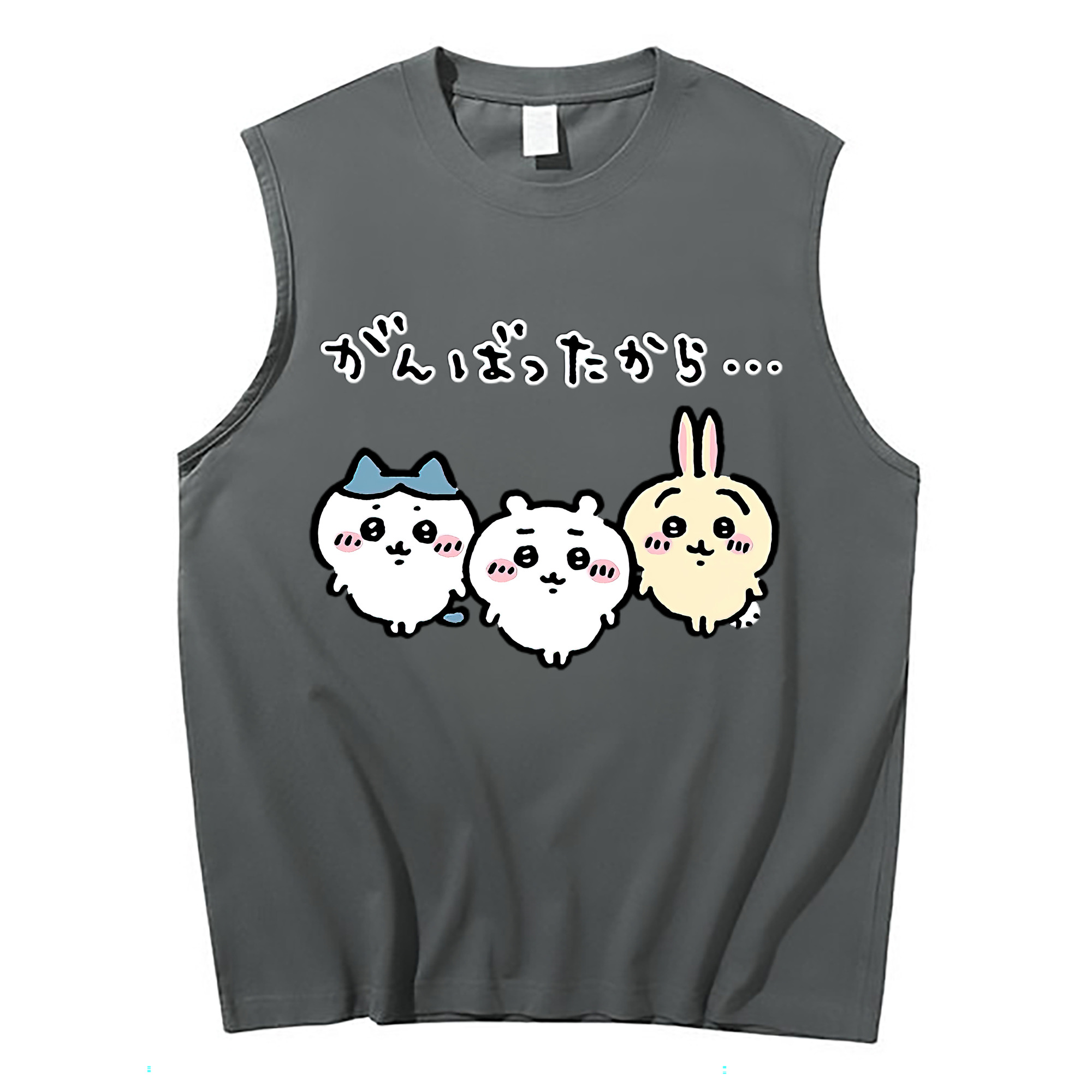 （画像用） ちいかわ ハチワレ Chii-kawa hachiware コットン100％タンクトップ（フロントプリント）